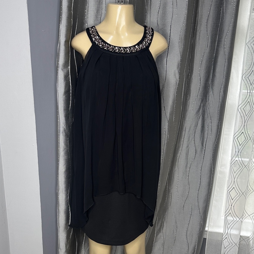 Enfocus Petite Women’s Elegant Black Sleeveless Dress Sz 12p